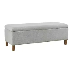New Kirklands Home Blue-Gray Upholstered Soft-Close Storage Bench