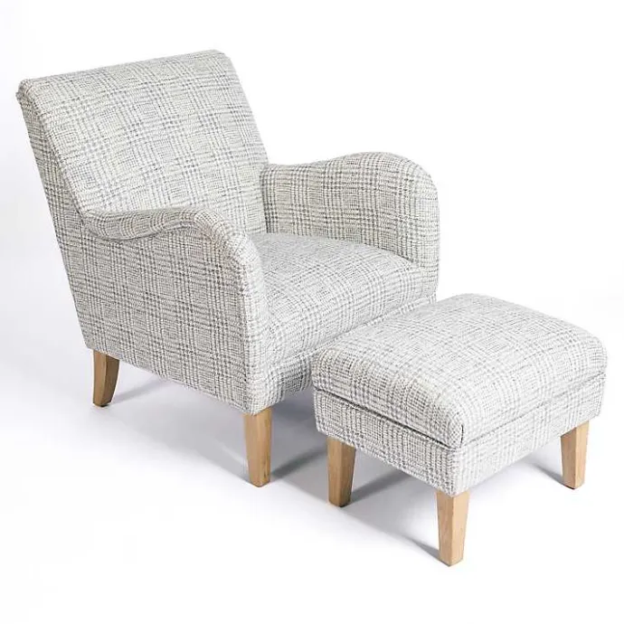 Discount Kirklands Home Blue-Grey Houndstooth 2-pc. Chair and Ottoman Set