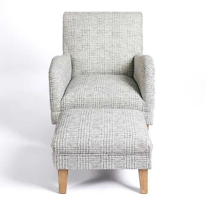 Discount Kirklands Home Blue-Grey Houndstooth 2-pc. Chair and Ottoman Set