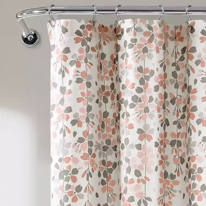 Clearance Kirklands Home Blush and Gray Weeping Flower Shower Curtain Pink
