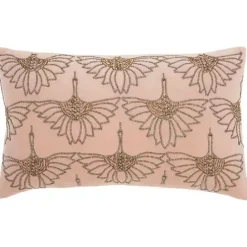 Sale Kirklands Home Blush Beaded Floral Motif Lumbar Pillow Pink