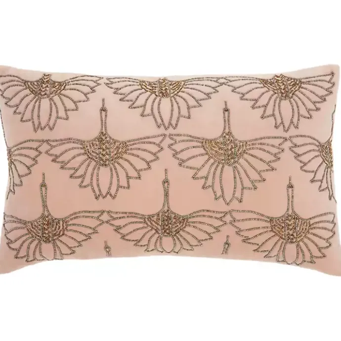 Sale Kirklands Home Blush Beaded Floral Motif Lumbar Pillow Pink