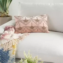 Sale Kirklands Home Blush Beaded Floral Motif Lumbar Pillow Pink