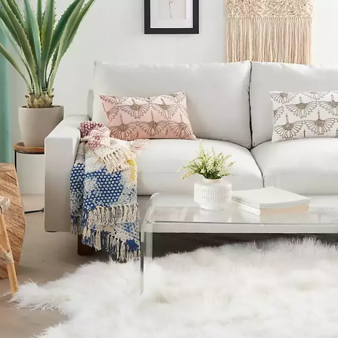 Sale Kirklands Home Blush Beaded Floral Motif Lumbar Pillow Pink