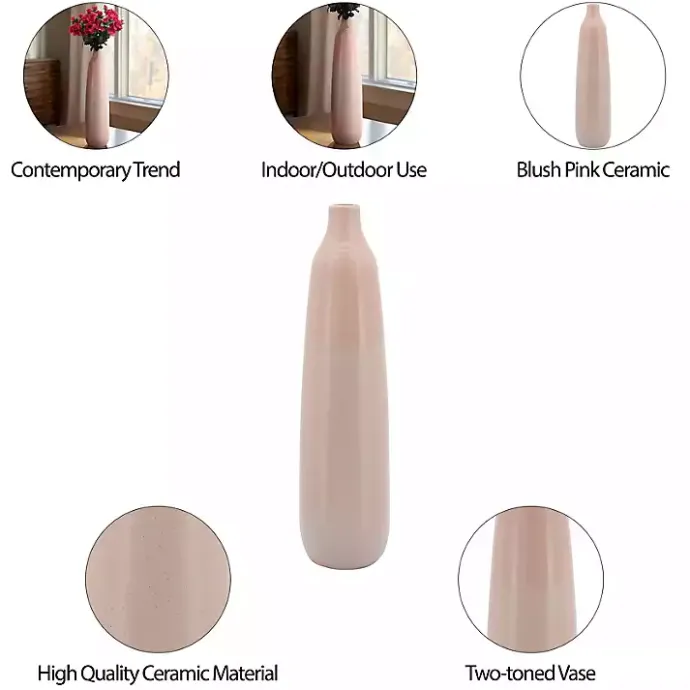 Hot Kirklands Home Blush Ceramic Bottleneck Floor Vase Pink