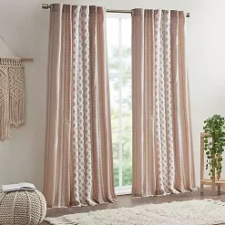 New Kirklands Home Blush Chenille Stripe Curtain Panel, 84 in. Pink
