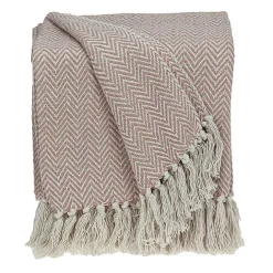 Kirklands Home Blush Chevron Cotton Handloomed Tassel Throw