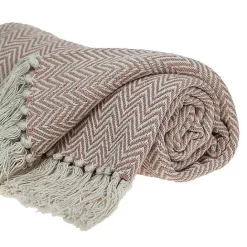 Kirklands Home Blush Chevron Cotton Handloomed Tassel Throw
