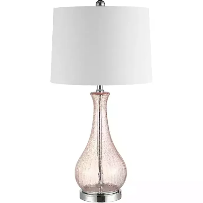 Sale Kirklands Home Blush Crackle Glass Teardrop Table Lamp Ivory