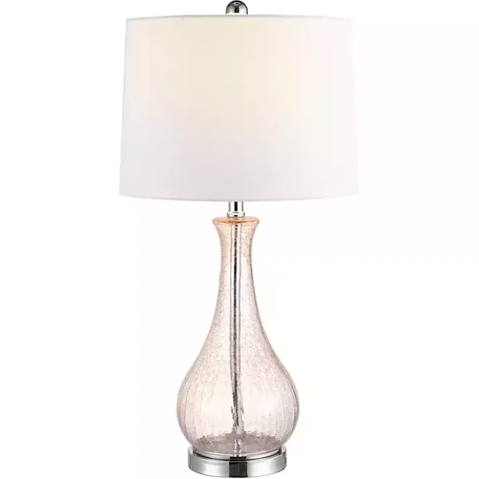 Sale Kirklands Home Blush Crackle Glass Teardrop Table Lamp Ivory
