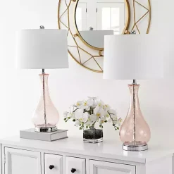 Sale Kirklands Home Blush Crackle Glass Teardrop Table Lamp Ivory