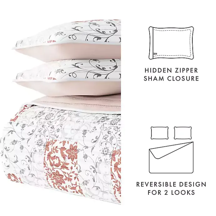 Best Kirklands Home Blush Patchwork Reversible 3-pc. Queen Quilt Set