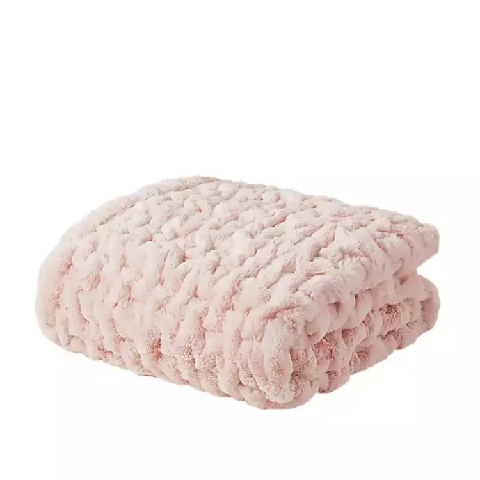 Best Kirklands Home Blush Ruched Faux Fur Throw Pink