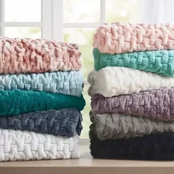 Best Kirklands Home Blush Ruched Faux Fur Throw Pink