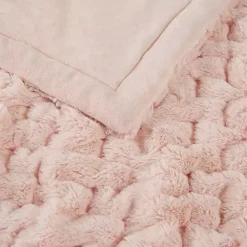 Best Kirklands Home Blush Ruched Faux Fur Throw Pink