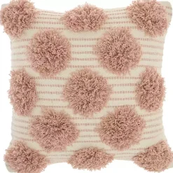 Kirklands Home Blush Tufted Pom Poms Throw Pillow Pink