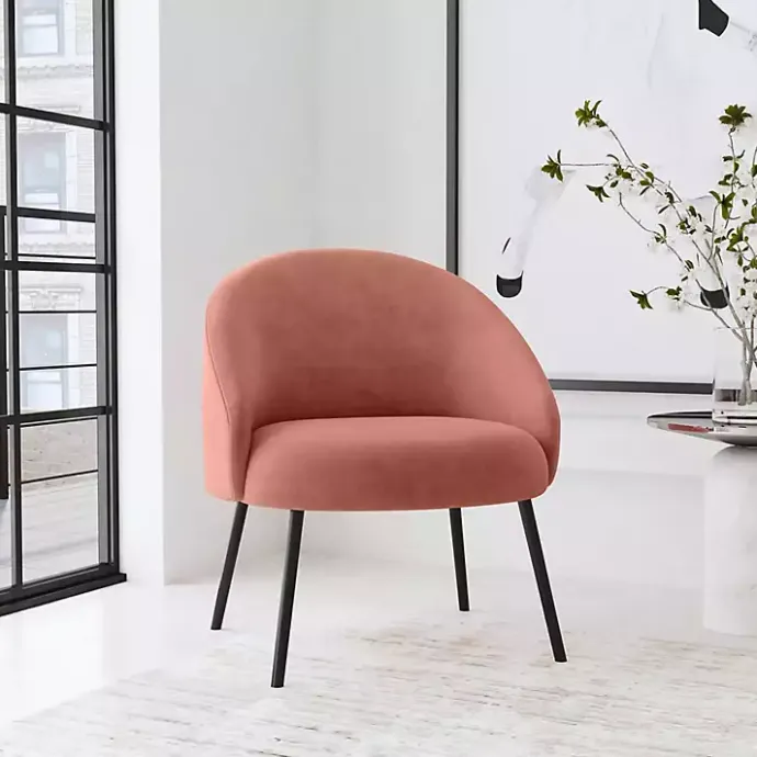 New Kirklands Home Blush Velvet Modern Accent Chair Pink