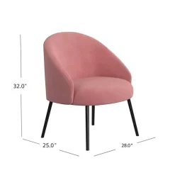 New Kirklands Home Blush Velvet Modern Accent Chair Pink