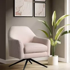 Clearance Kirklands Home Blush Velvet Swivel Accent Chair Pink