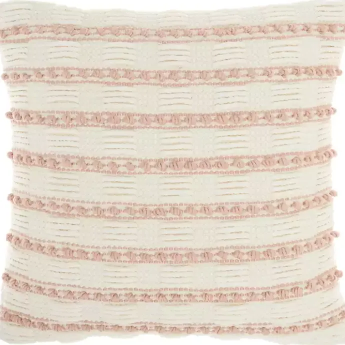 Discount Kirklands Home Blush Woven Knotted Stripes Throw Pillow Pink