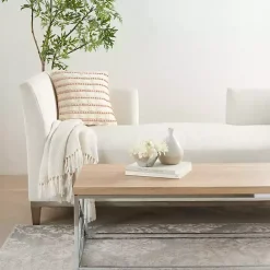 Discount Kirklands Home Blush Woven Knotted Stripes Throw Pillow Pink