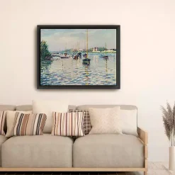 Online Kirklands Home Boats at Anchor on Seine Canvas Print, 42x32 in. Blue