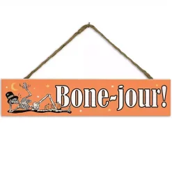Best Kirklands Home Bone-Jour Skeleton Hanging Wall Plaque Orange