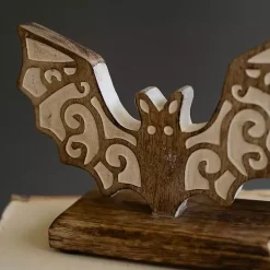 Kirklands Home Boo and Bat Wooden Figurines, Set of 2