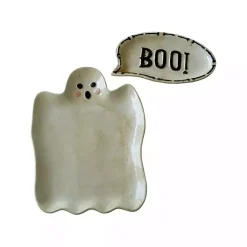 Best Kirklands Home Boo Ghost Ceramic Platters, Set of 2 White