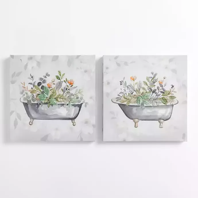 Best Kirklands Home Botanical Bathtubs Canvas Art Prints, Set of 2 Gray