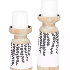 Clearance Kirklands Home Botanical Wood Pillar Candle Holders, Set of 2