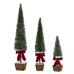 Kirklands Home Bottle Brush Pine Christmas Trees, Set of 3 Green