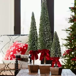 Kirklands Home Bottle Brush Pine Christmas Trees, Set of 3 Green