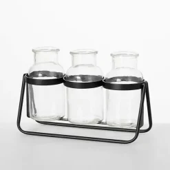 Clearance Kirklands Home Bottle Vase Trio on Metal Stand