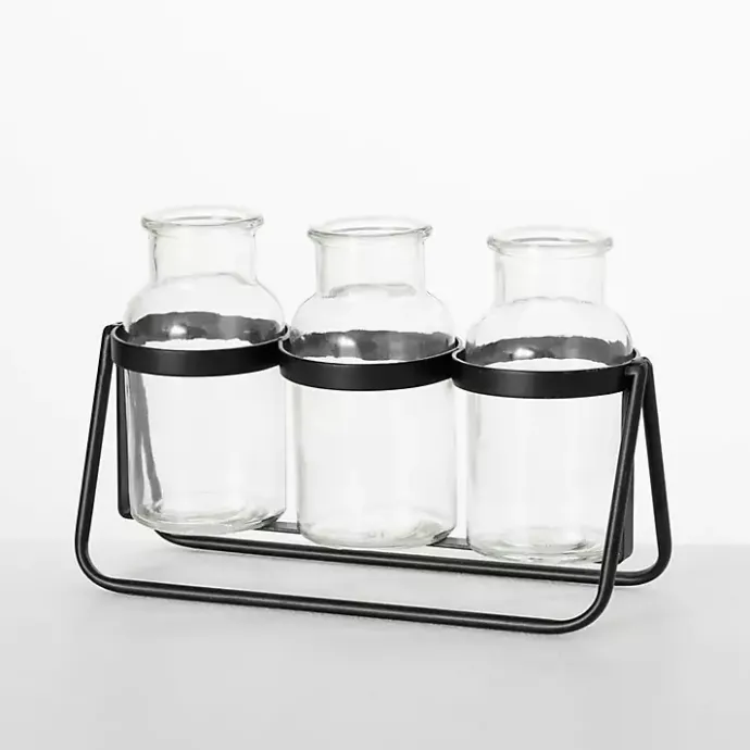 Clearance Kirklands Home Bottle Vase Trio on Metal Stand