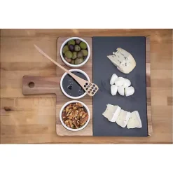 New Kirklands Home 3-Bowl Slate and Wood Serving Board