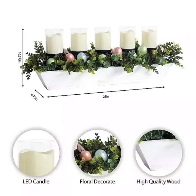 Sale Kirklands Home Boxwood and Easter Eggs LED Candle Centerpiece