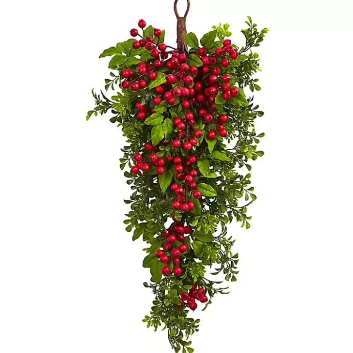 Discount Kirklands Home Boxwood Berry Floral Christmas Teardrop