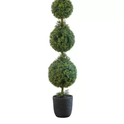 Clearance Kirklands Home Boxwood Triple Topiary in Decorative Black Pot