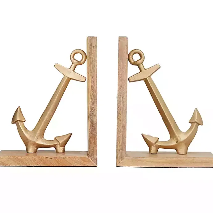 Kirklands Home Brass Anchor Bookends, Set of 2
