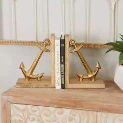 Kirklands Home Brass Anchor Bookends, Set of 2