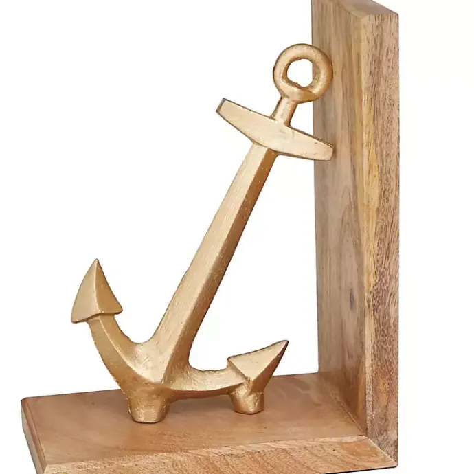 Kirklands Home Brass Anchor Bookends, Set of 2