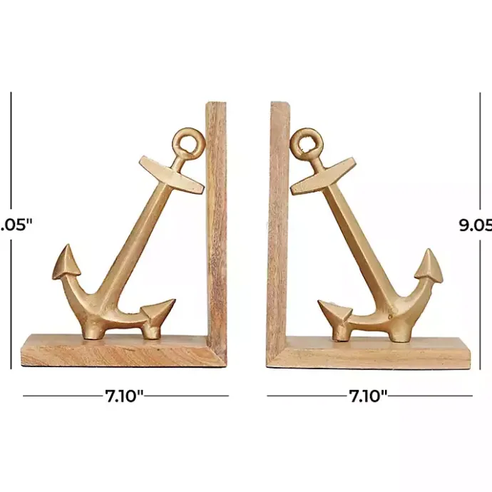 Kirklands Home Brass Anchor Bookends, Set of 2
