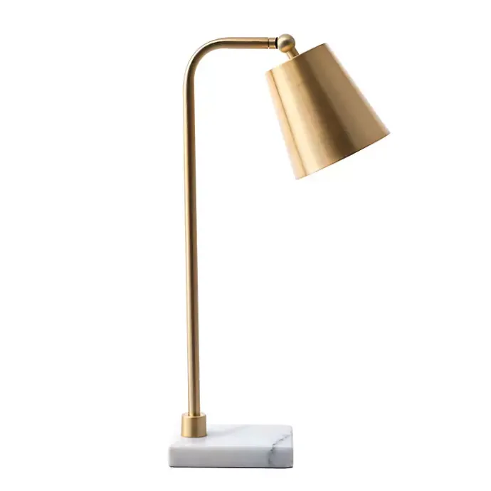 Best Kirklands Home Brass Cone Desk Lamp with Marble Base Gold