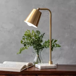 Best Kirklands Home Brass Cone Desk Lamp with Marble Base Gold