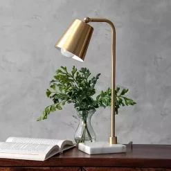 Best Kirklands Home Brass Cone Desk Lamp with Marble Base Gold