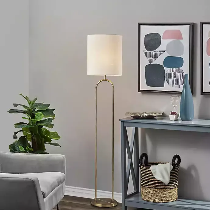 Discount Kirklands Home Brass Metal Arch Floor Lamp Gold