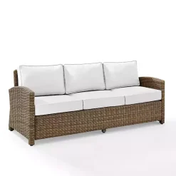 Online Kirklands Home Bren Wicker Sofa with Sunbrella Cushions Brown