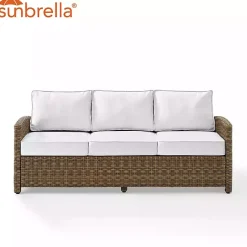 Online Kirklands Home Bren Wicker Sofa with Sunbrella Cushions Brown