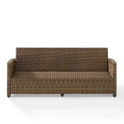 Online Kirklands Home Bren Wicker Sofa with Sunbrella Cushions Brown